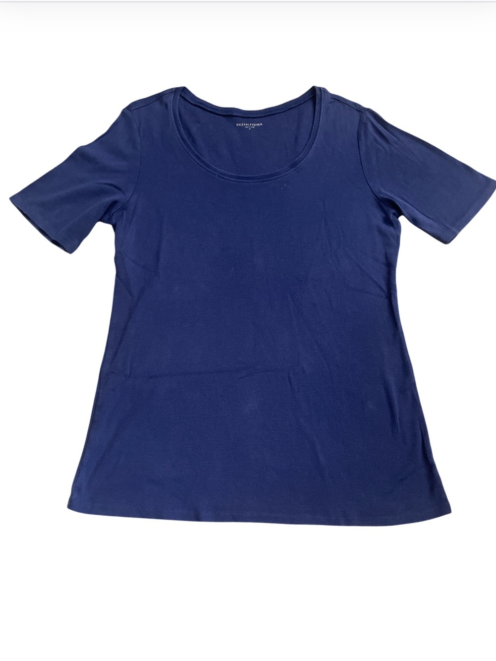 Eileen Fisher Navy Scoop Neck Short Sleeve Tee